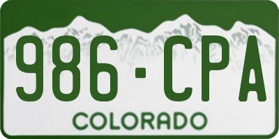 CO license plate 986CPA