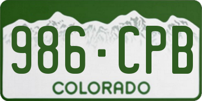 CO license plate 986CPB