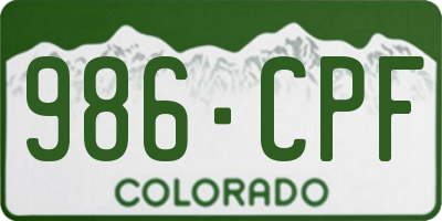CO license plate 986CPF