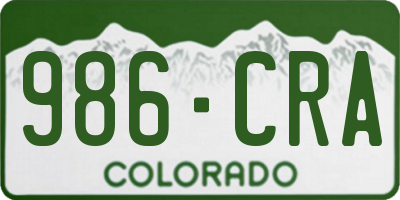 CO license plate 986CRA