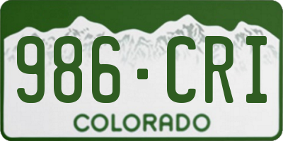 CO license plate 986CRI