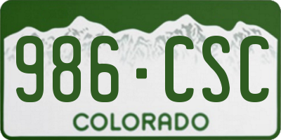 CO license plate 986CSC