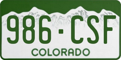 CO license plate 986CSF