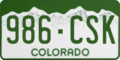CO license plate 986CSK