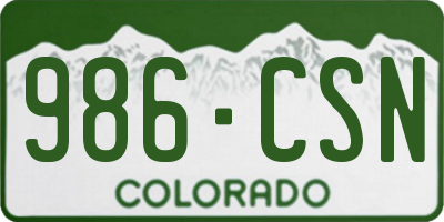 CO license plate 986CSN