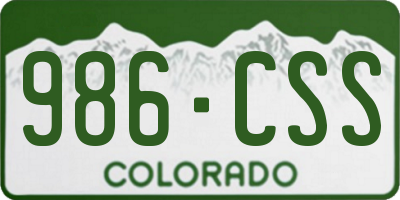 CO license plate 986CSS