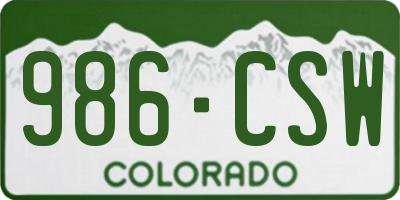 CO license plate 986CSW