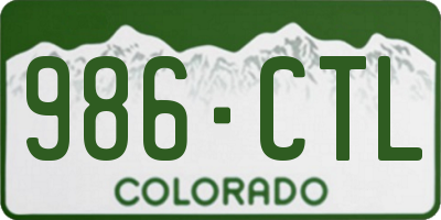 CO license plate 986CTL