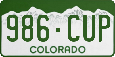 CO license plate 986CUP