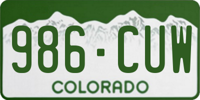 CO license plate 986CUW