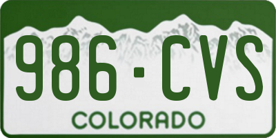 CO license plate 986CVS