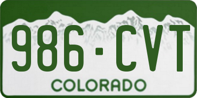 CO license plate 986CVT