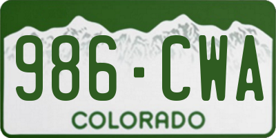 CO license plate 986CWA