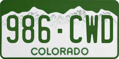 CO license plate 986CWD