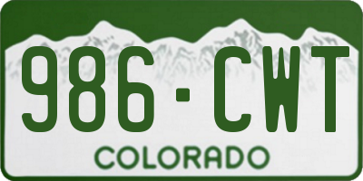CO license plate 986CWT