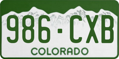 CO license plate 986CXB