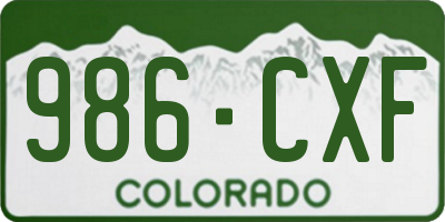 CO license plate 986CXF