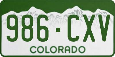 CO license plate 986CXV