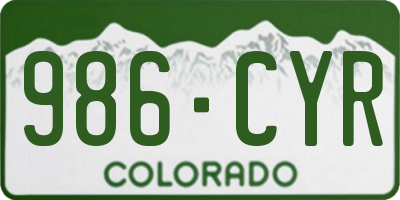 CO license plate 986CYR