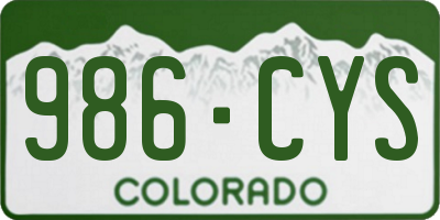 CO license plate 986CYS