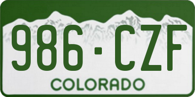 CO license plate 986CZF