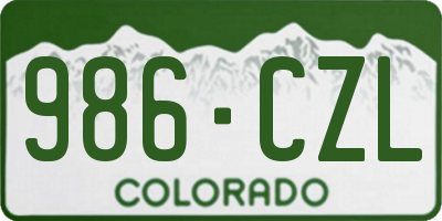 CO license plate 986CZL