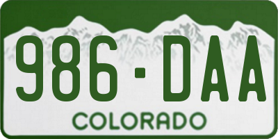 CO license plate 986DAA