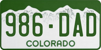 CO license plate 986DAD