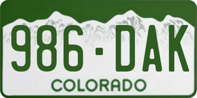 CO license plate 986DAK