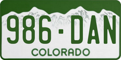 CO license plate 986DAN