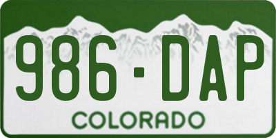CO license plate 986DAP