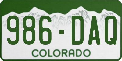 CO license plate 986DAQ