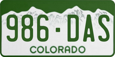 CO license plate 986DAS