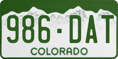CO license plate 986DAT