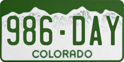 CO license plate 986DAY