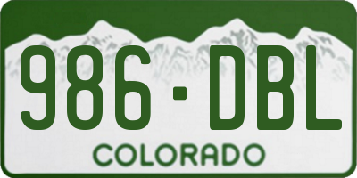 CO license plate 986DBL