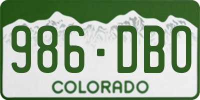 CO license plate 986DBO