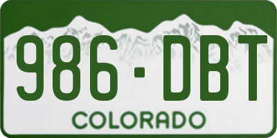 CO license plate 986DBT
