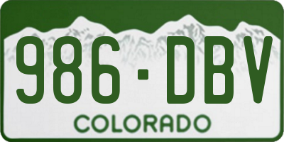 CO license plate 986DBV