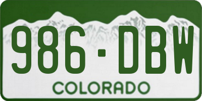 CO license plate 986DBW