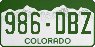 CO license plate 986DBZ