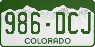 CO license plate 986DCJ