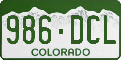 CO license plate 986DCL