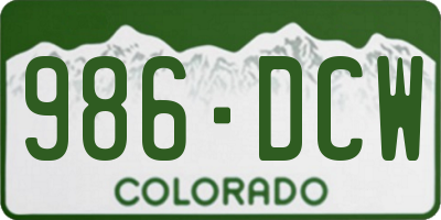 CO license plate 986DCW