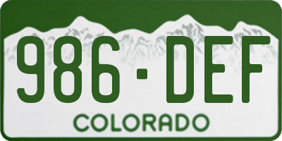 CO license plate 986DEF