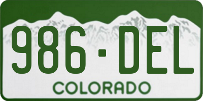 CO license plate 986DEL