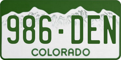 CO license plate 986DEN