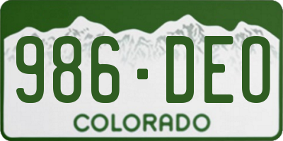 CO license plate 986DEO