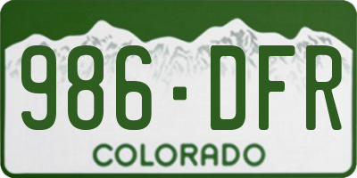 CO license plate 986DFR