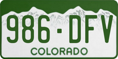 CO license plate 986DFV